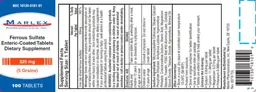 Label for Ferrous Sulfate 325 mg