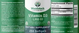 Label for Vitamin D3 1,000 IU