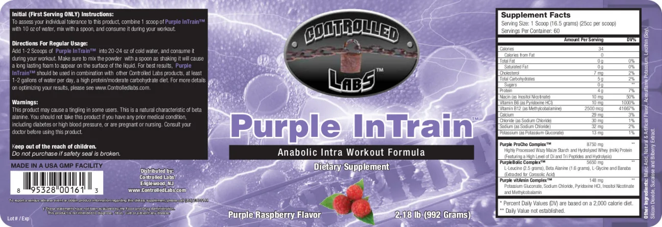 Label for Purple InTrain Purple Raspberry Flavor