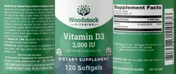 Label for Vitamin D3 2,000 IU