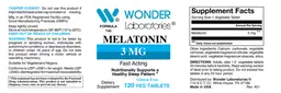 Label for Melatonin 3 mg