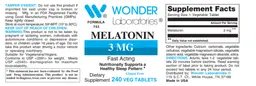 Label for Melatonin 3 mg