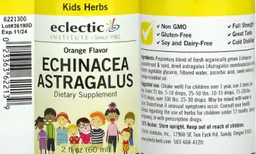 Label for Kids Echinacea Astragalus Orange Flavor