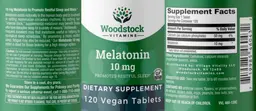 Label for Melatonin 10 mg