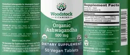 Label for Organic Ashwagandha 500 mg