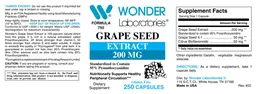 Label for Grape Seed Extract 200 mg