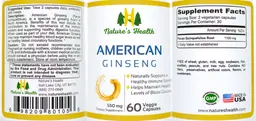 Label for American Ginseng 550 mg