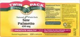 Label for Natural Whole Herb Saw Palmetto 450 mg