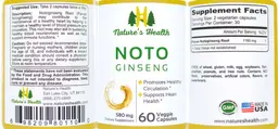 Label for Notoginseng 580 mg