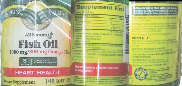 Label for All Natural Fish Oil 1000 mg/300 mg Omega-3
