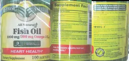 Label for All Natural Fish Oil 1000 mg/300 mg Omega-3