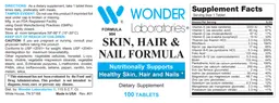 Label for Skin, Hair & Nail Formula