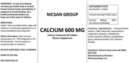 Label for Calcium 600 mg