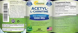 Label for Acetyl L-Carnitine 1000 mg