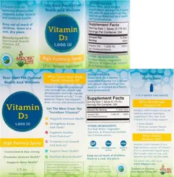 Label for Vitamin D3 1,000 IU
