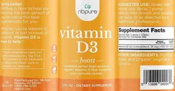 Label for Vitamin D3