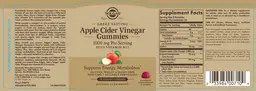 Label for Apple Cider Vinegar Gummies 1000 mg Raspberry Pomegranate Flavored