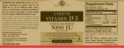 Label for Liquid Vitamin D3 5000 IU Natural Orange Flavor