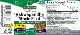 Label for Ashwagandha Whole Plant 2,000 mg