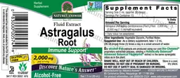 Label for Astragalus Root 2,000 mg Alcohol-Free