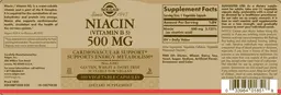 Label for Niacin (Vitamin B3) 500 mg