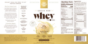 Label for Whey To Go Protein Powder Vanilla Flavor