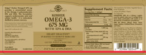 Label for Omega-3 675 mg