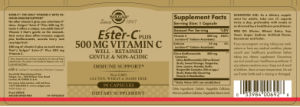 Label for Ester-C Plus 500 mg Vitamin C