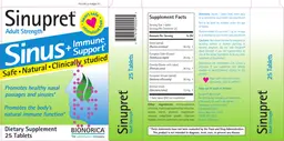 Label for Sinupret Adult Strength Sinus+Immune Support