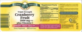 Label for Triple Strength Cranberry Fruit