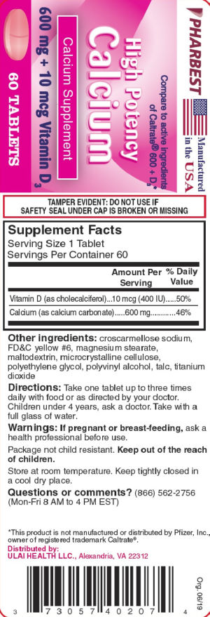 High Potency Calcium 600 mg + 10 mcg Vit