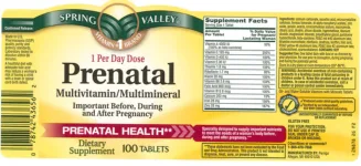 Label for Prenatal Multivitamin/Multimineral