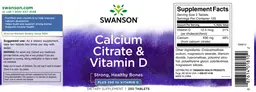Label for Calcium Citrate & Vitamin D