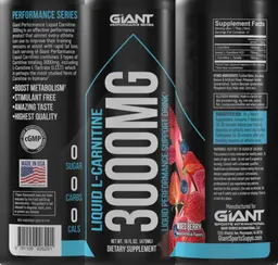 Label for Liquid L-Carnitine 3000 mg Mixed Berry