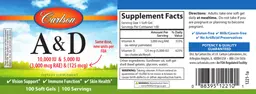 Label for A 10,000 IU (3,000 mcg RAE) & D 5,000 IU (125 mcg)