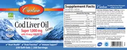 Label for Cod Liver Oil Gems Super 1,000 mg with 10 mcg (400 IU) D3