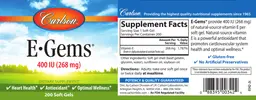 Label for E-Gems 400 IU (268 mg)