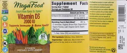 Label for Vitamin D3 2000 IU