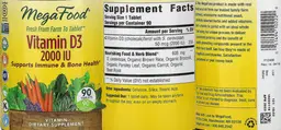 Label for Vitamin D3 2000 IU