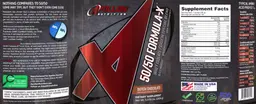 Label for 50/50 Formula-X Dutch Chocolate