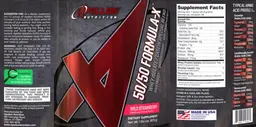 Label for 50/50 Formula-X Wild Strawberry