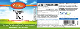 Label for Vitamin K2 MK-7 (Menaquinone-7) 180 mcg