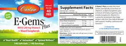 Label for E-Gems Plus 400 IU (268 mg)
