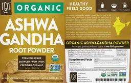 Label for Organic Ashwagandha Root Powder