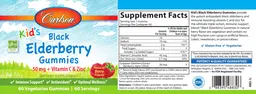 Label for Kid's Black Elderberry Gummies Natural Berry Flavor