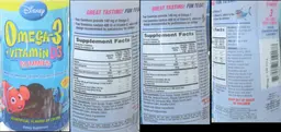 Label for Disney Omega-3 + Vitamin D3 Gummies