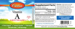 Label for Vitamin A 25,000 IU (7,500 mcg RAE)