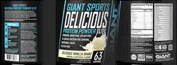 Label for Delicious Protein Powder Elite Delicious Vanilla Shake