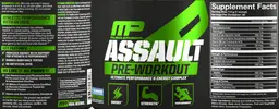 Label for Assault Pre-Workout Blue Raspberry