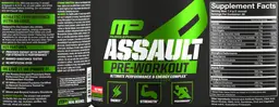 Label for Assault Pre-Workout Fruit Punch
